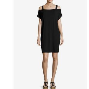 Eileen Fisher Cold-Shoulder Jersey Shift Dress XS